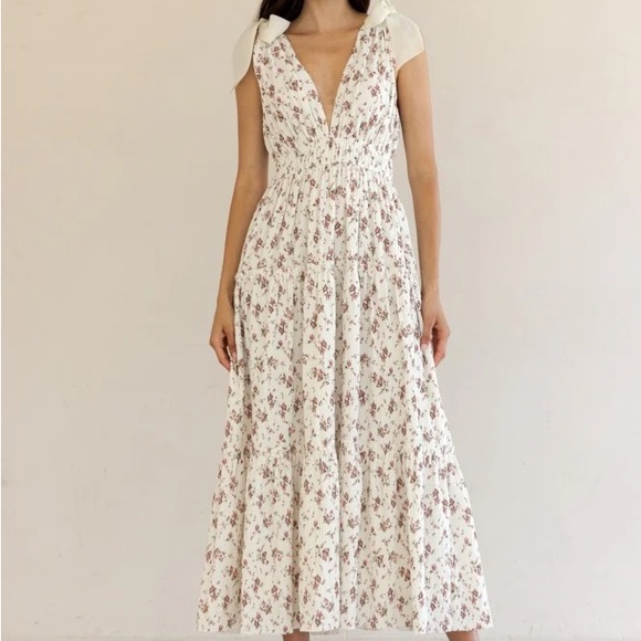 Floral White and Pink Women's Maternity Dress - Picture 5 of 5